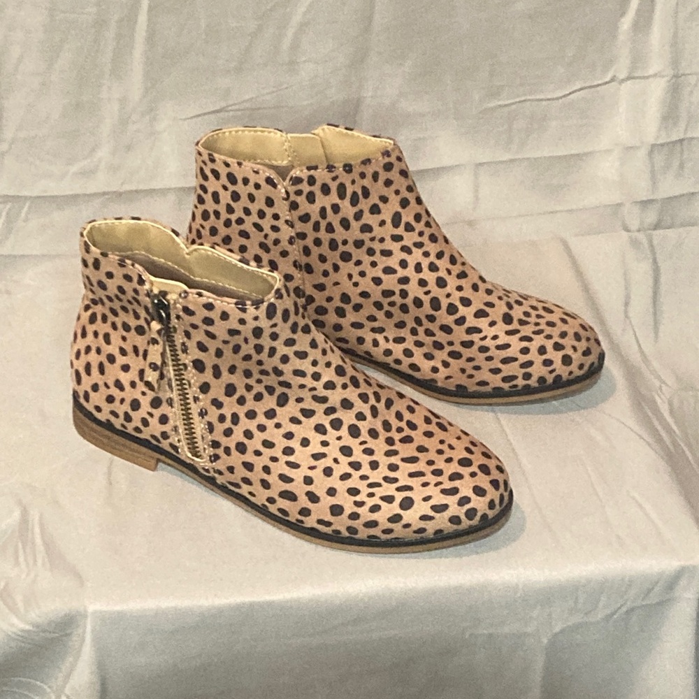 Cat & Jack Chic Animal Print Ankle Boots with Side Zipper